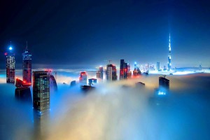 DUBAI : Fog over the buildings